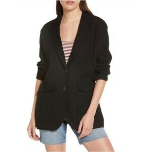 Madewell Linen Blend Breezewoven Larsen Blazer Jacket Black Women's Small NF481